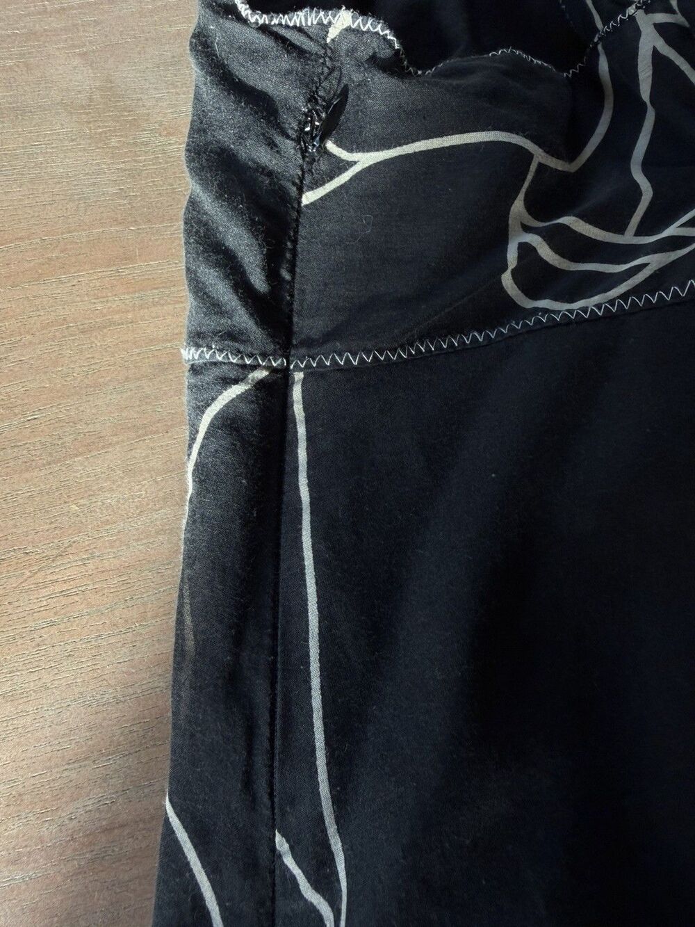 Max Studio Dress Size M Cotton & Silk Black Floral Motif Lined Handkerchief Hem - Picture 4 of 14